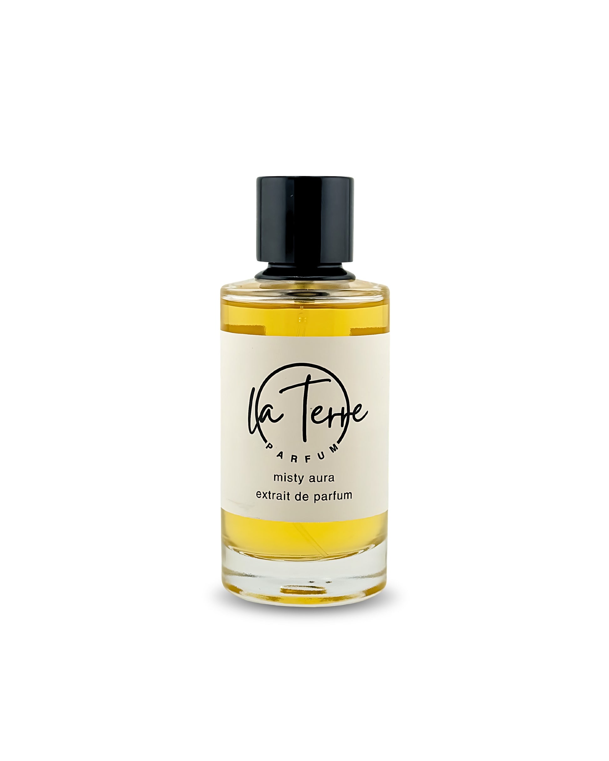 Perfume bottle labeled 'La Terre Parfum' on a white background
